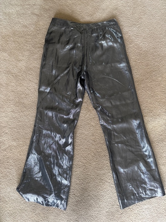 10 Crosby Derek Lam Silver Metallic Wide-Leg Pants - Picture 4 of 5